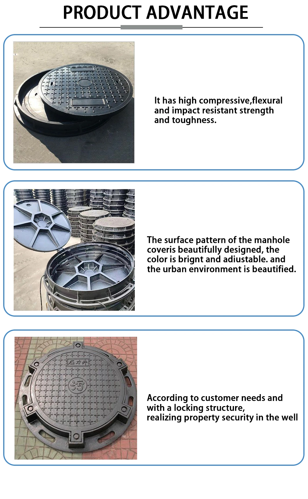 Iron Rain Grate Ductile Iron Manhole Cover Municipal Drain Manhole Cover Horizontal Structural Grate